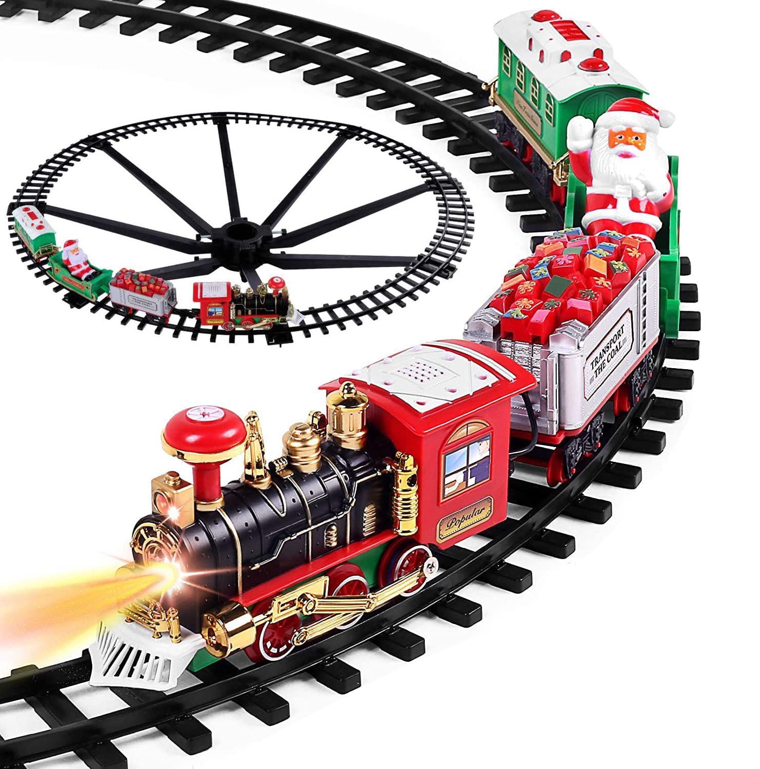 Electric Christmas Train Set – Battery Steam Train with Sound & Light