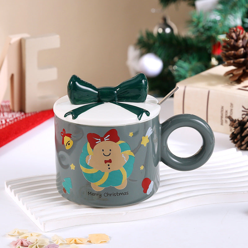 Creative Christmas Mug With Lid Ceramic Christmas Gift