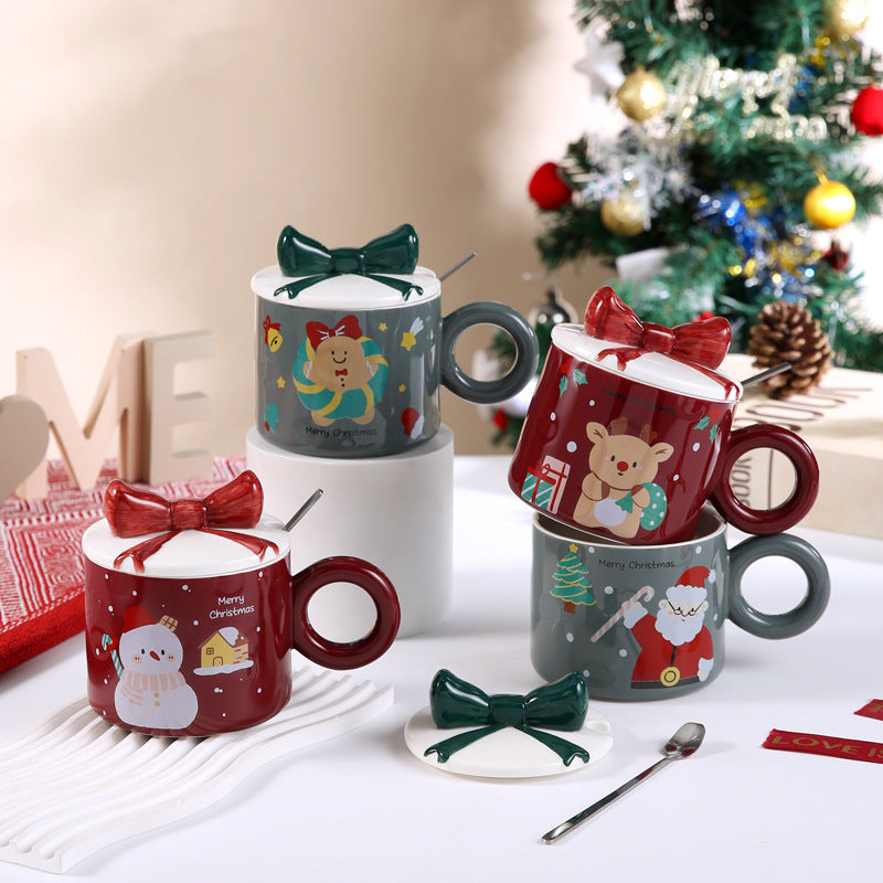 Creative Christmas Mug With Lid Ceramic Christmas Gift