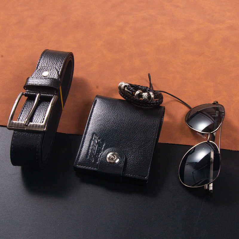Men's Gift Set Wallet Belt Bracelet Sunglasses