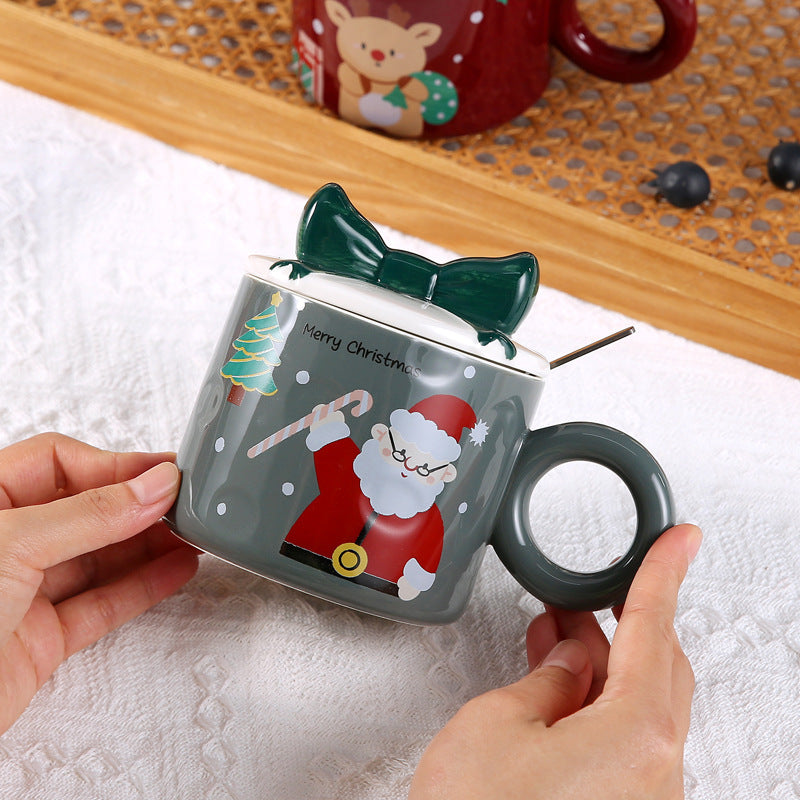 Creative Christmas Mug With Lid Ceramic Christmas Gift