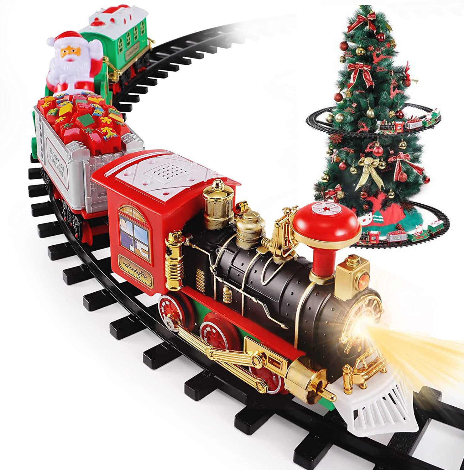 Electric Christmas Train Set – Battery Steam Train with Sound & Light