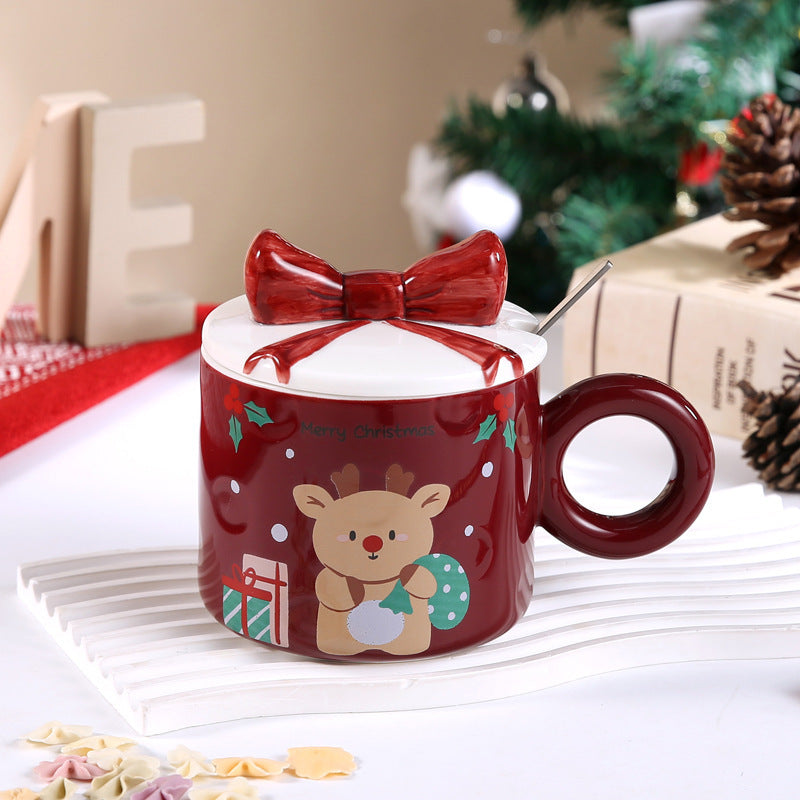 Creative Christmas Mug With Lid Ceramic Christmas Gift