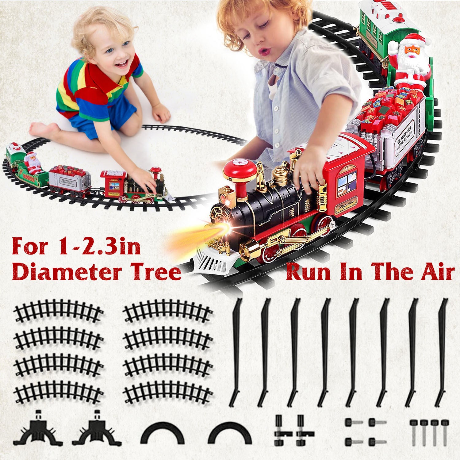 Electric Christmas Train Set – Battery Steam Train with Sound & Light