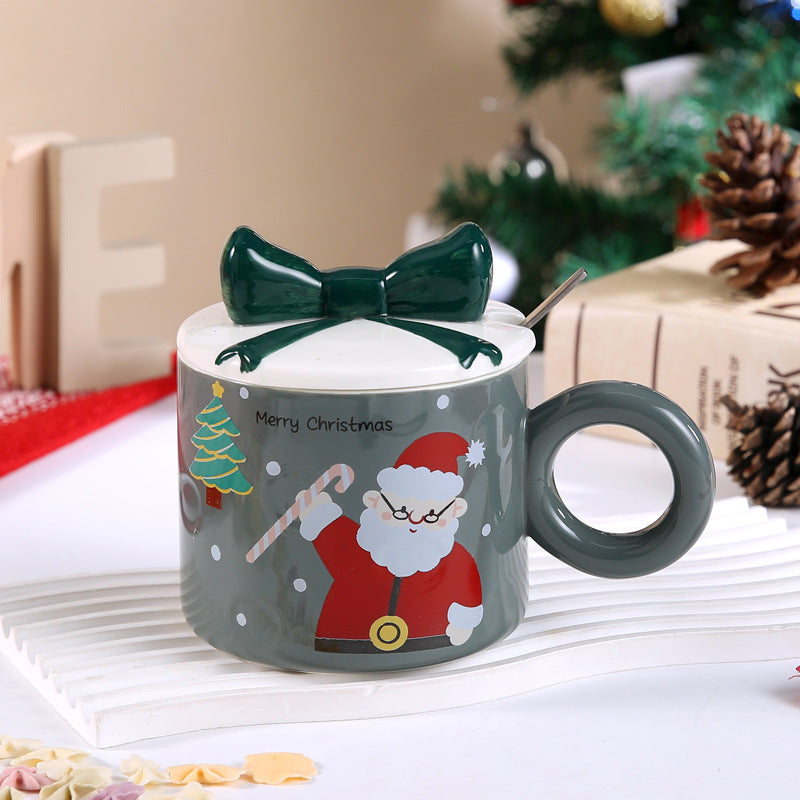 Creative Christmas Mug With Lid Ceramic Christmas Gift