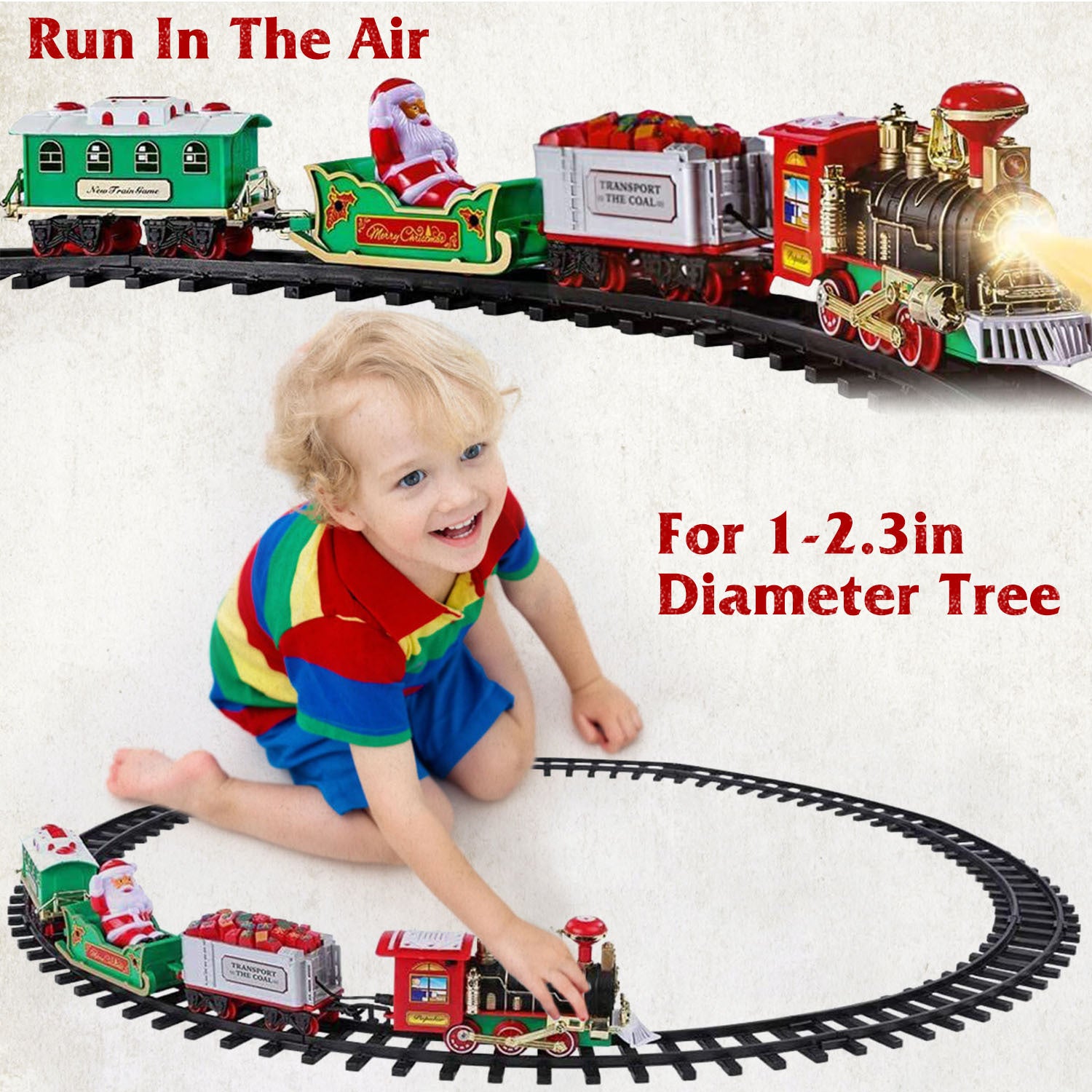 Electric Christmas Train Set – Battery Steam Train with Sound & Light