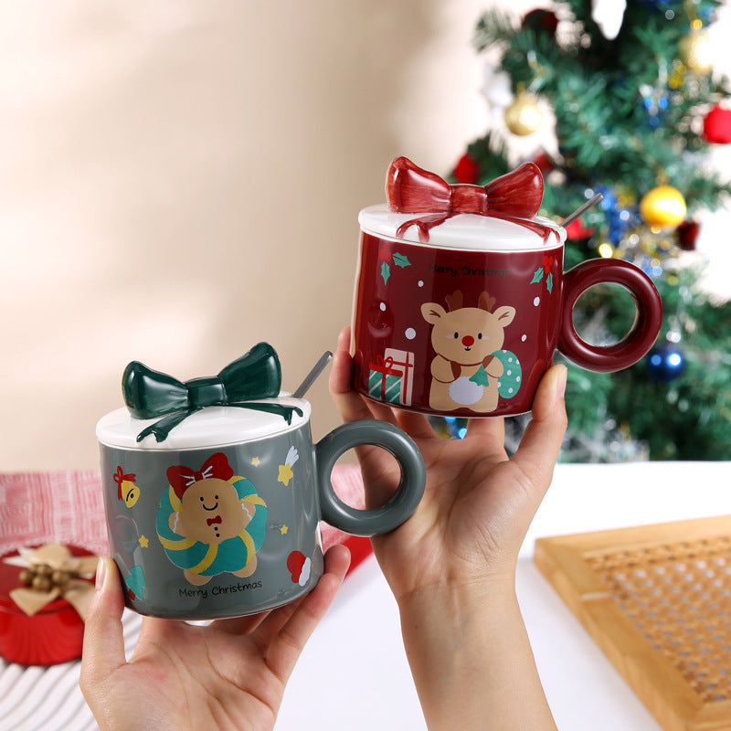 Creative Christmas Mug With Lid Ceramic Christmas Gift