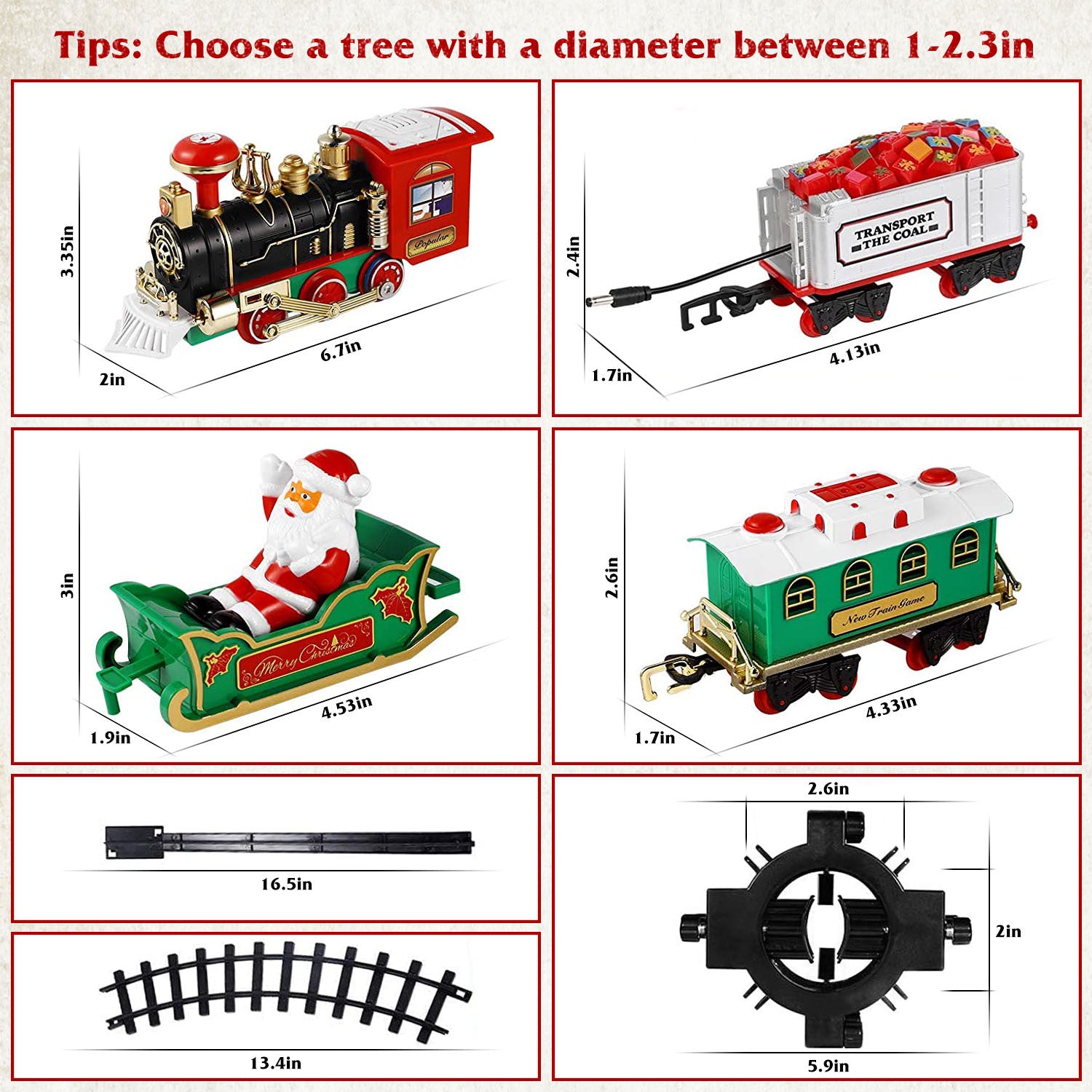 Electric Christmas Train Set – Battery Steam Train with Sound & Light