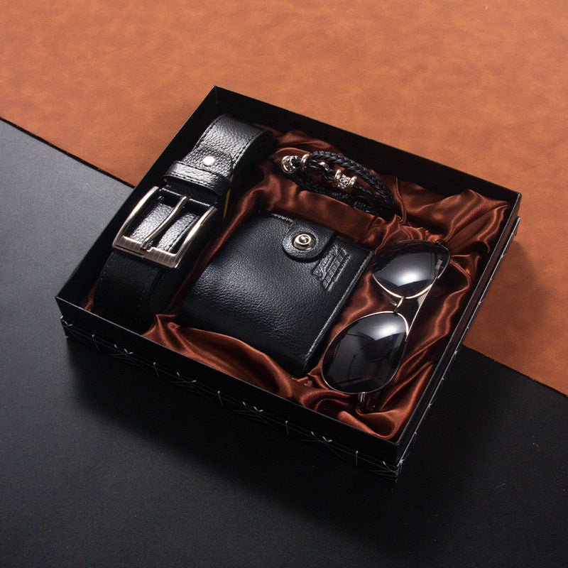Men's Gift Set Wallet Belt Bracelet Sunglasses