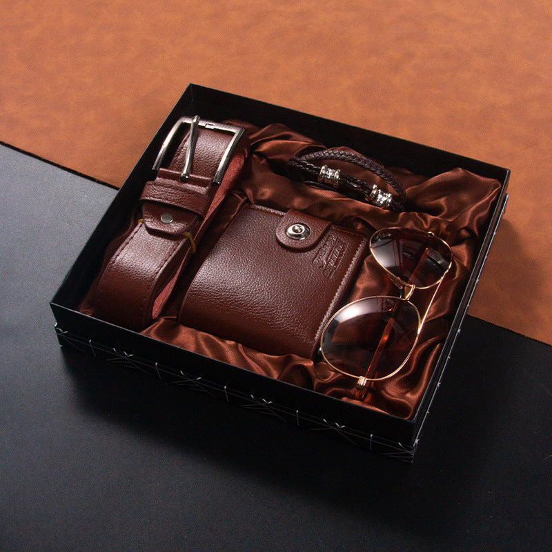 Men's Gift Set Wallet Belt Bracelet Sunglasses